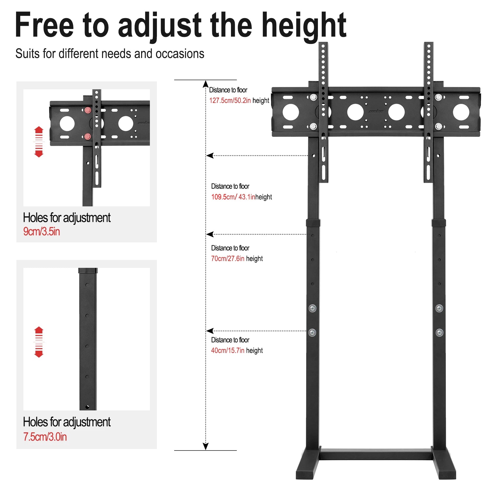 Tall Adjustable TV Floor Stand 32–65"