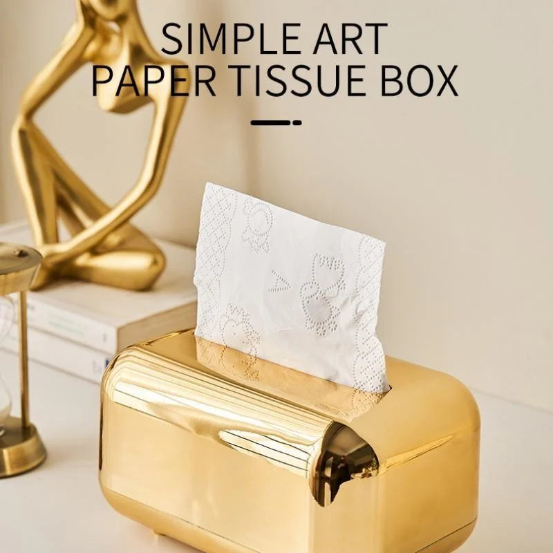 Luxury Golden Tissue Box Organizer