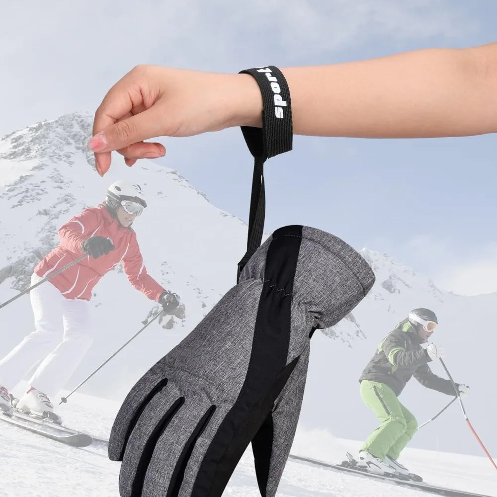 4 Pcs Black Ski Glove Wrist Strap Set