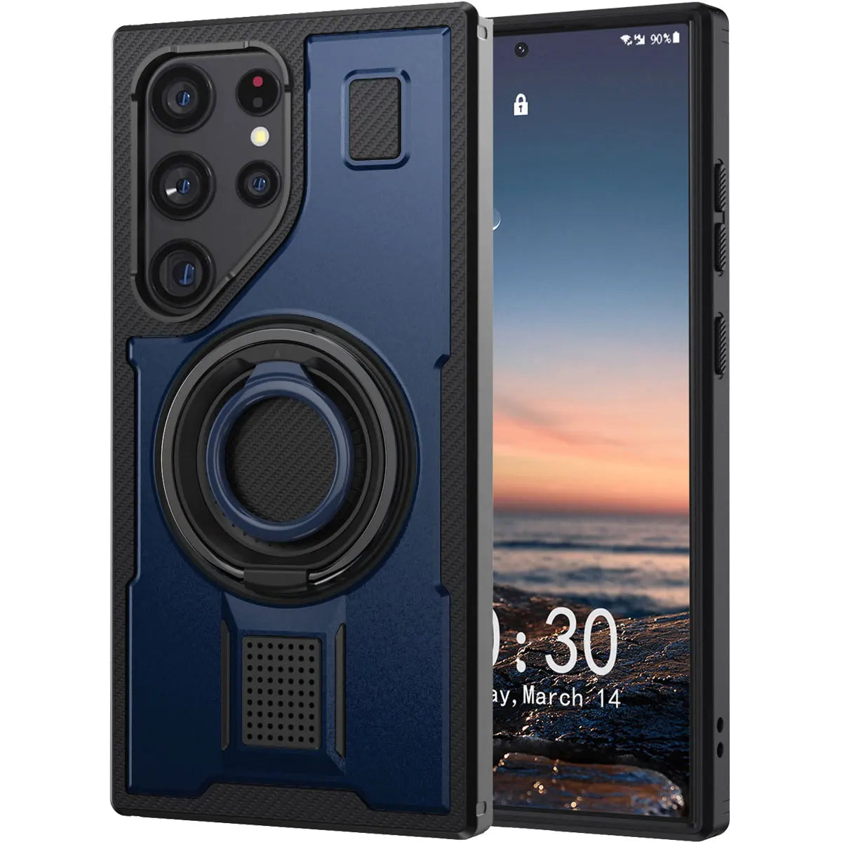 Galaxy S22 Ultra Case – Blue Kickstand Rugged