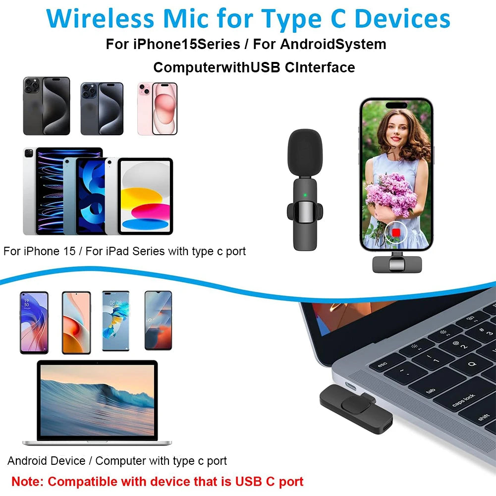 Wireless Lavalier Mic for iPhone & PC