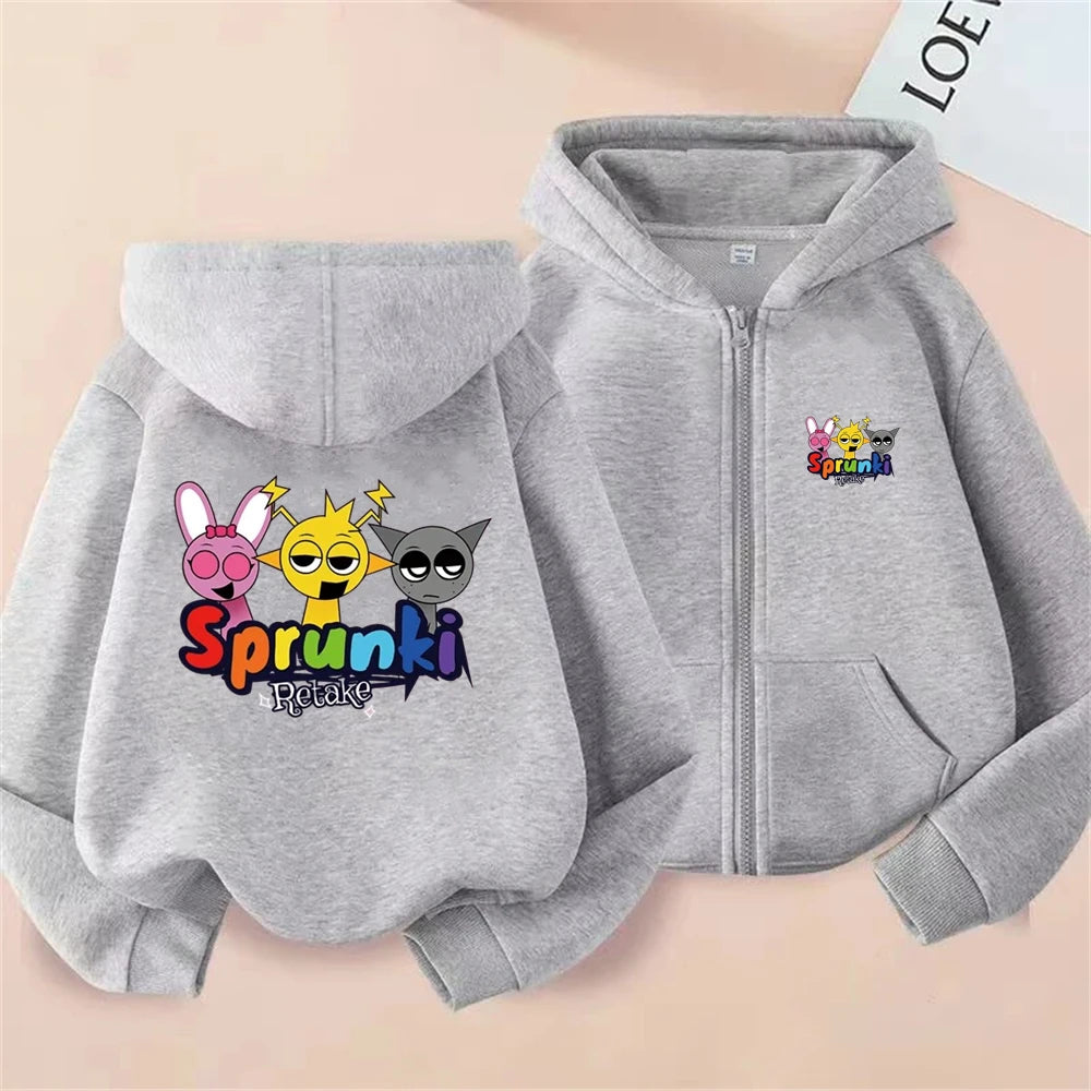 Sprunki Incredibox Kids Zipper Hoodie