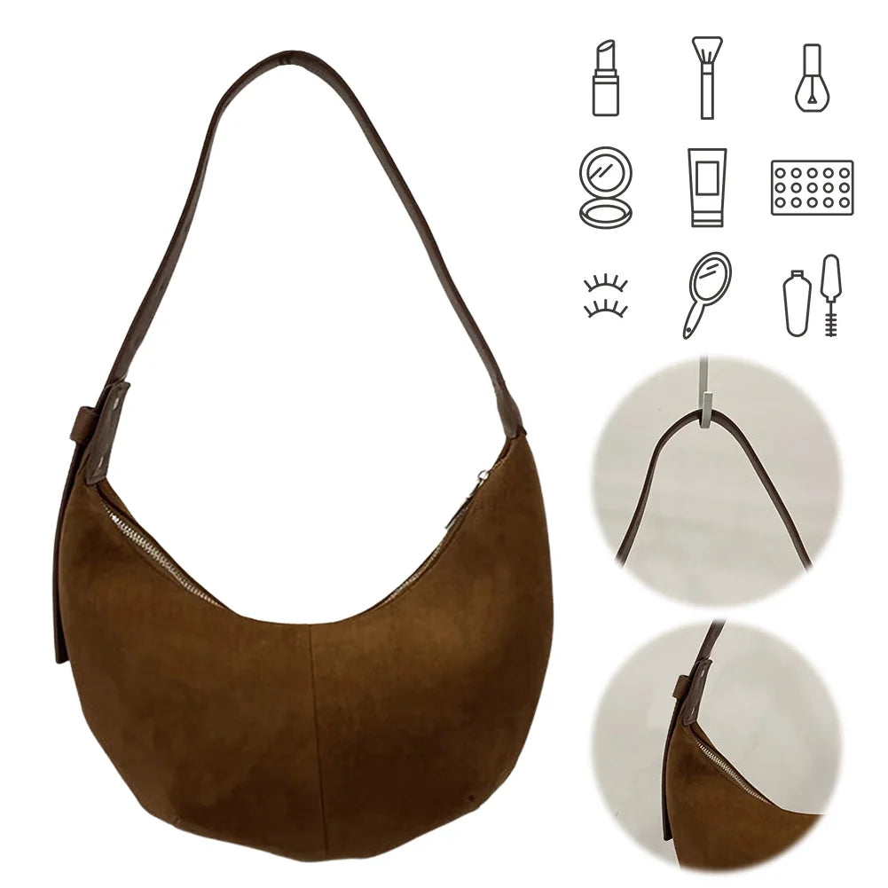 Women’s Suede Crescent Shoulder Bag