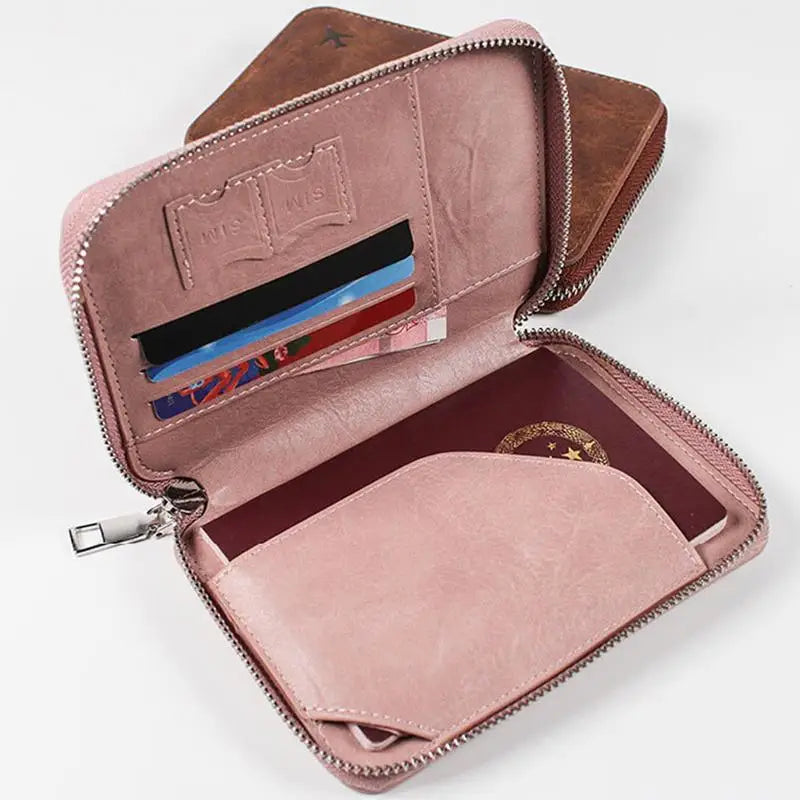 RFID PU Leather Passport Card Holder