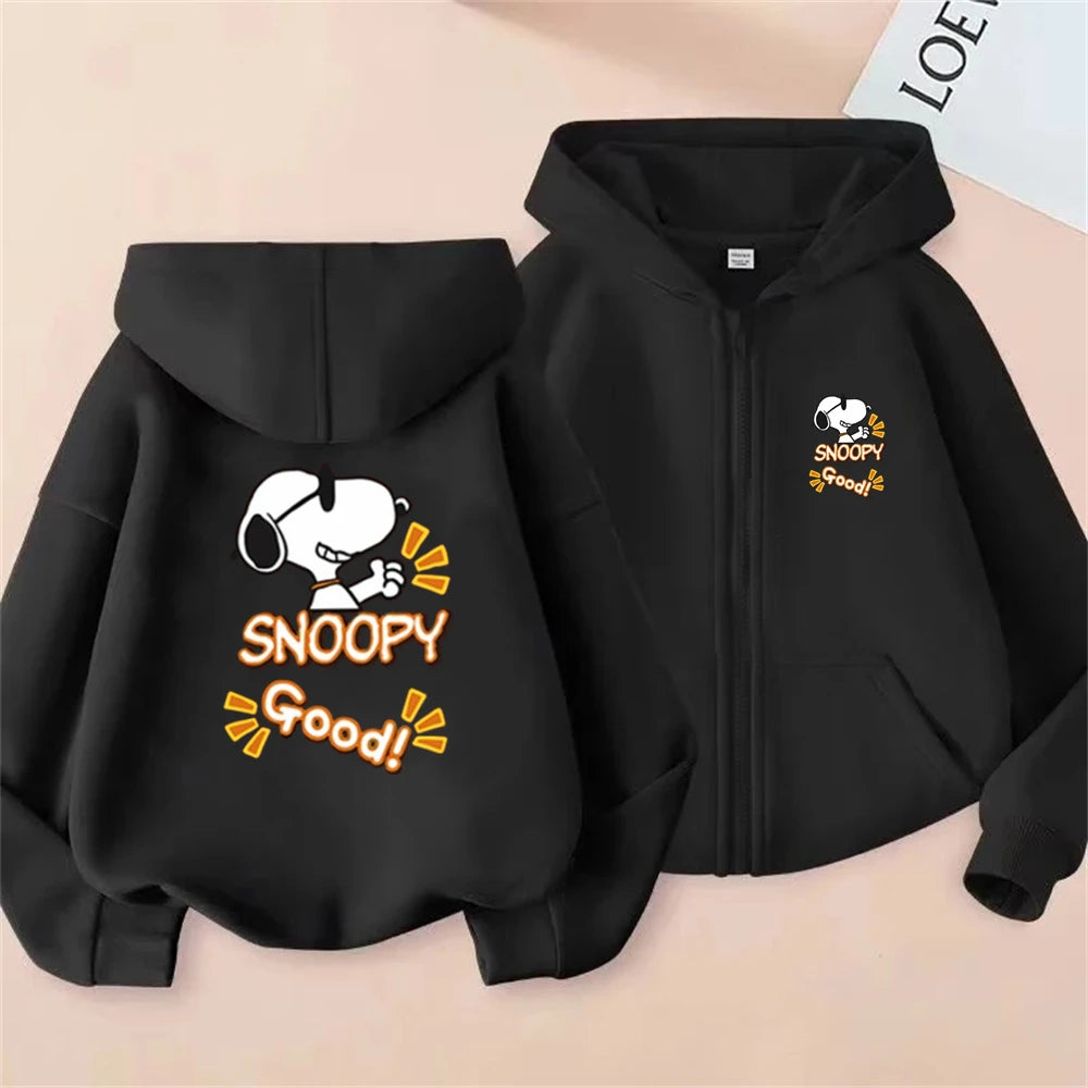 Disney Snoopy Kids Zip Hoodie – Pink
