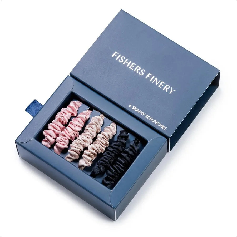 25 Momme Silk Skinny Scrunchies – 6 Pk