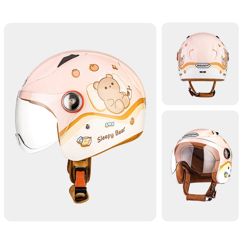 Cute Kids Motorcycle Helmet Open Face