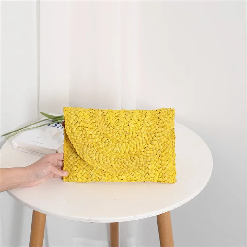 Corn Husk Straw Weave Summer Clutch