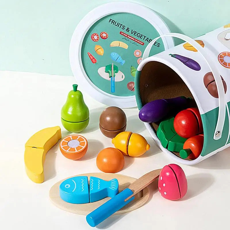 Wooden Fruit & Veggie Cutting Toy Set
