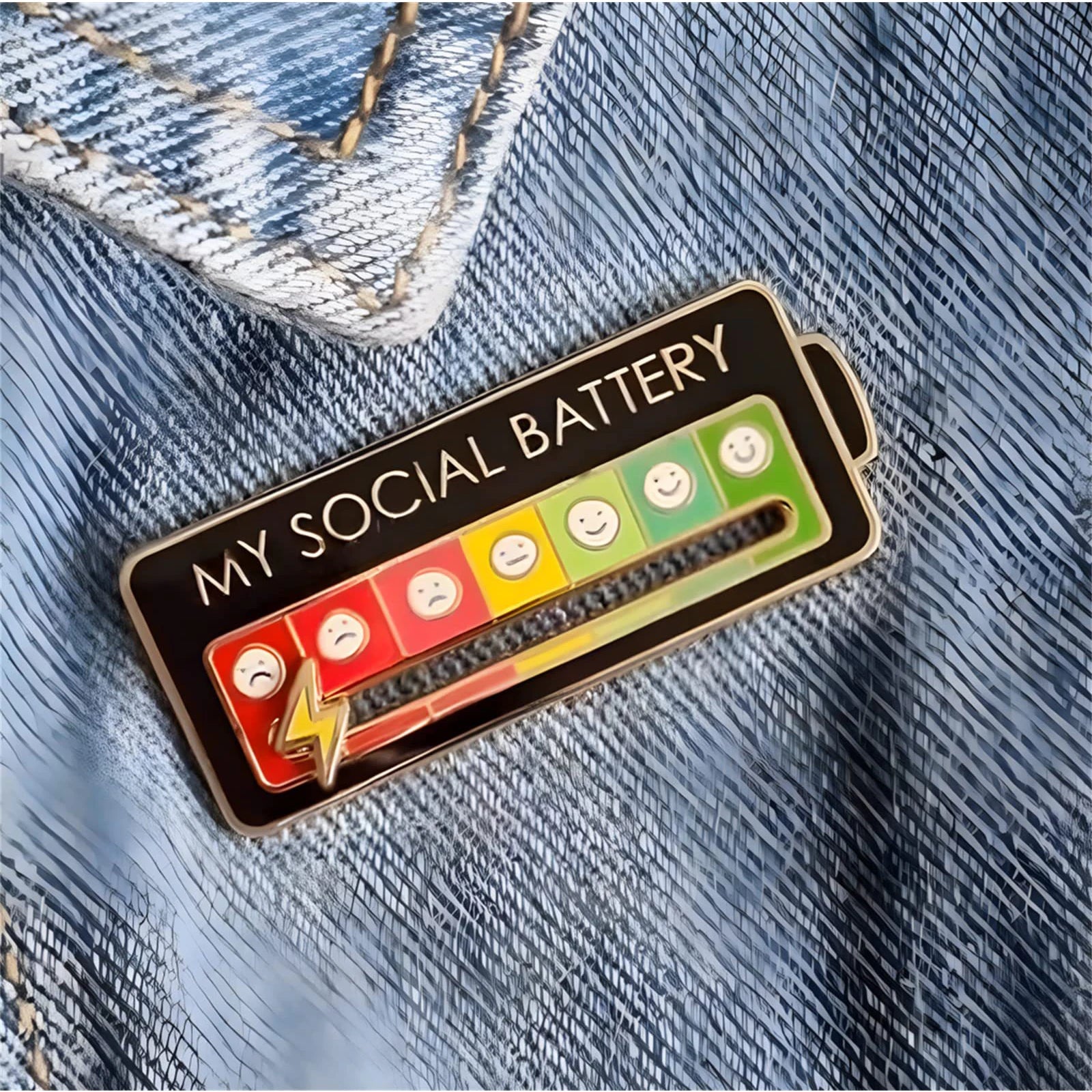 Enamel Mood Battery Brooch Pin Set