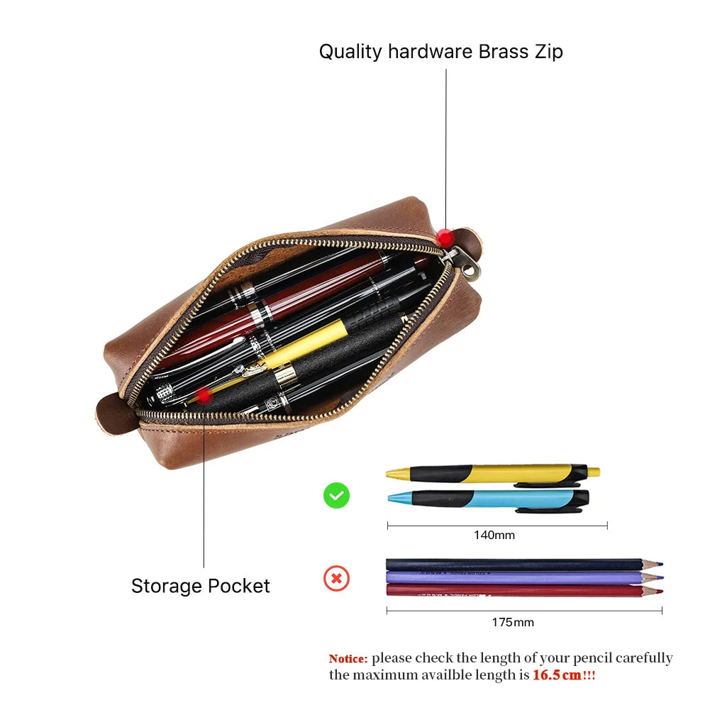 Retro Leather High Capacity Pencil Case