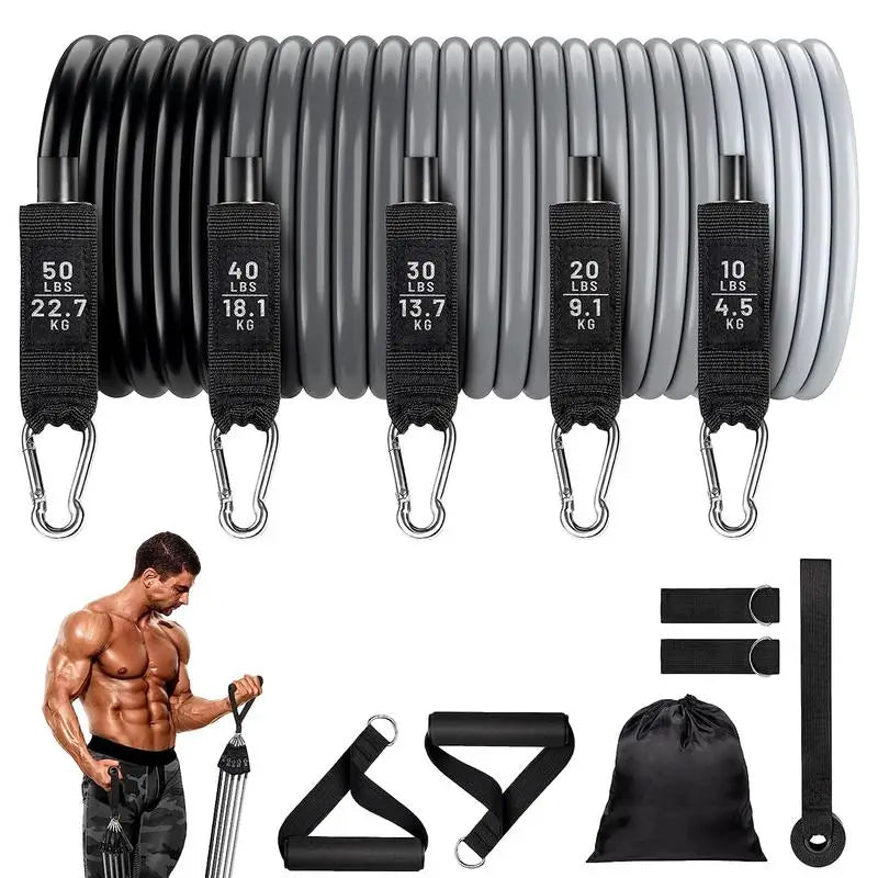 11pcs Elastic Workout Bands Set