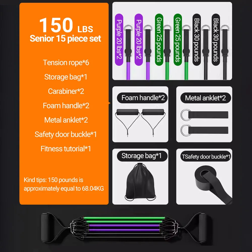 10-14pcs Multi-Function Resistance Bands