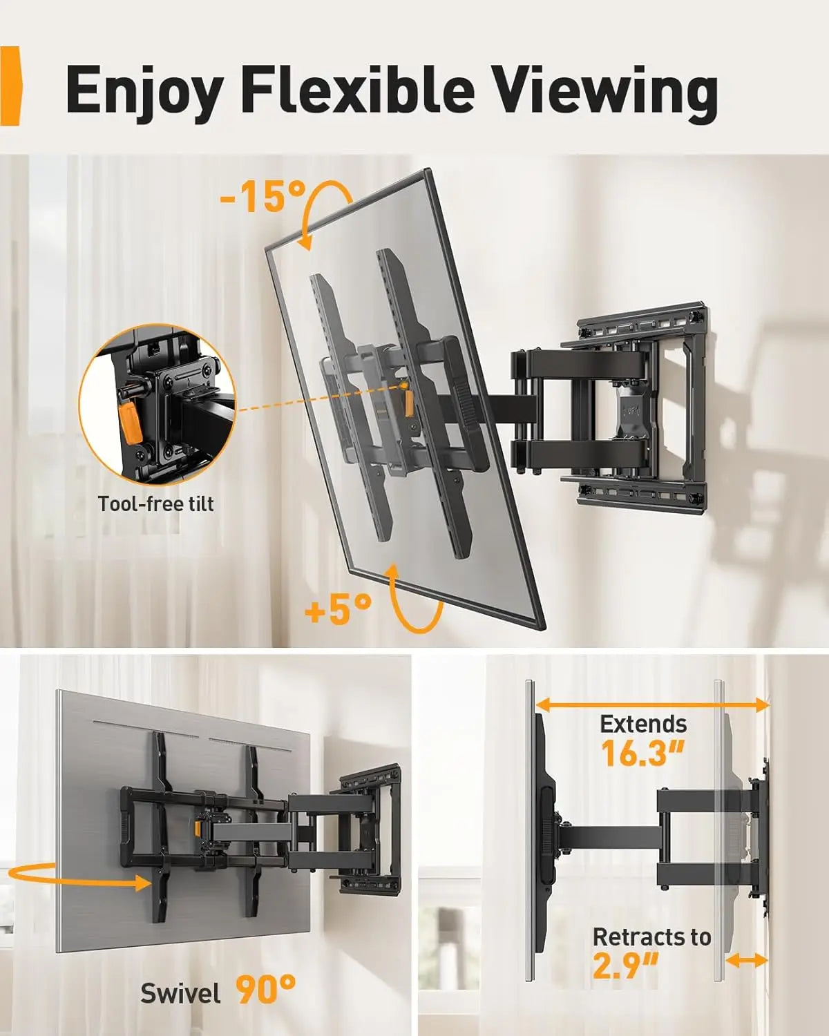 UL-Listed Full Motion TV Mount 40-86"