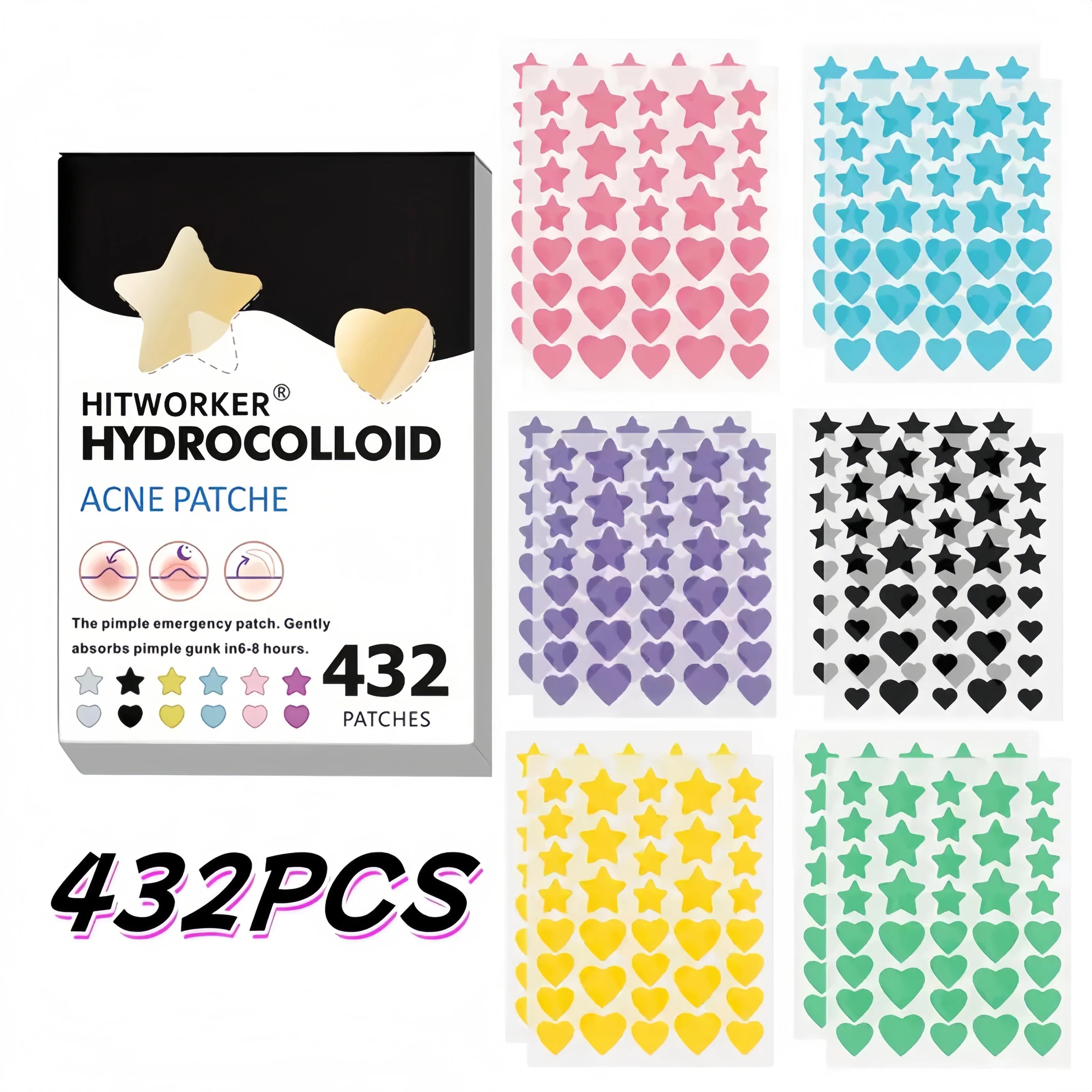 432pcs Colorful Invisible Acne Patches