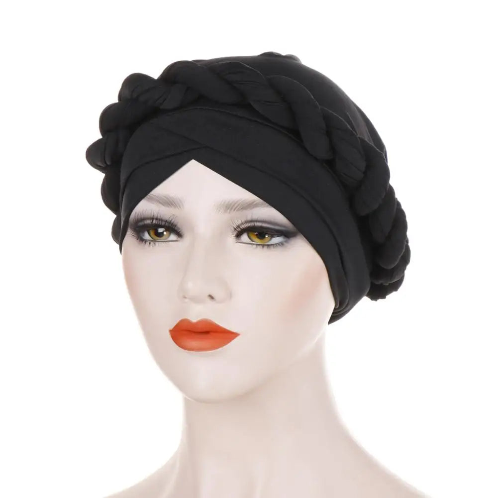 Stretchy Brimless Milk Silk Braid Bonnet