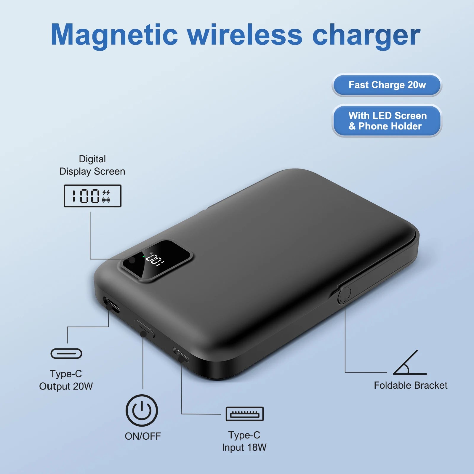 Magnetic 10000mAh Wireless Power Bank