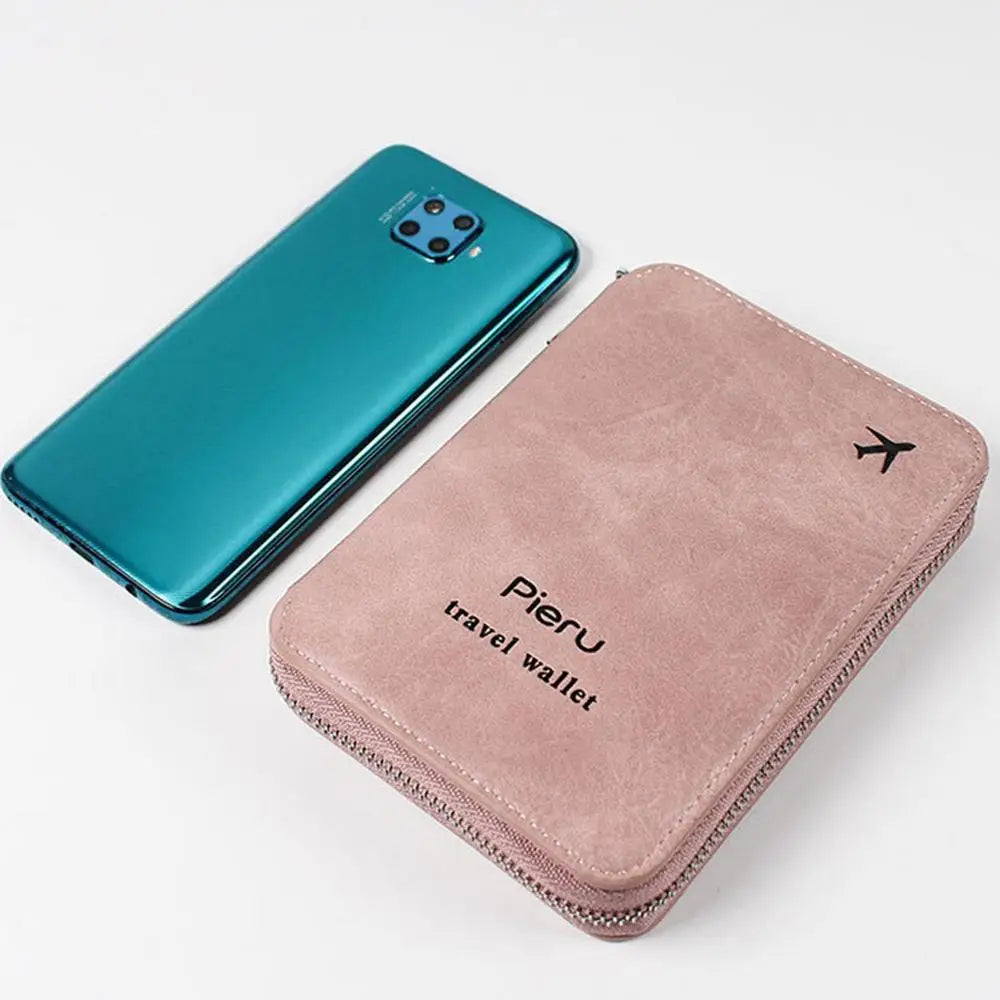 RFID PU Leather Passport Card Holder