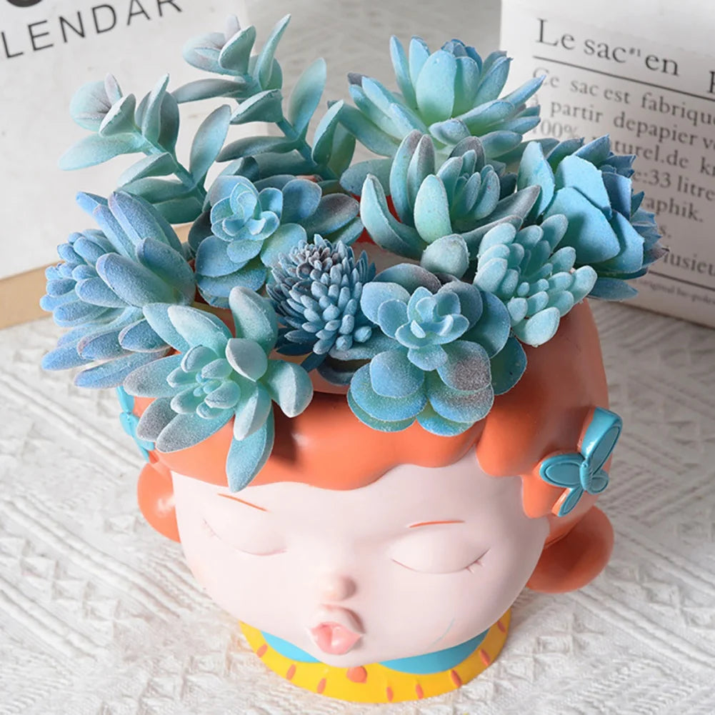 11PCS Blue Mini Artificial Succulent Set