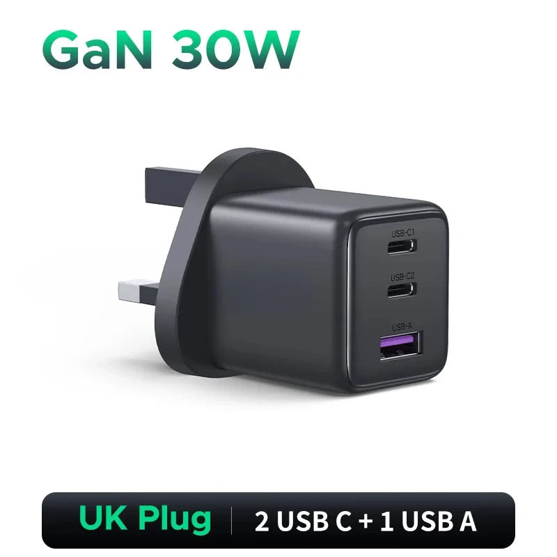 30W GaN PD QC4.0 USB C Charger Fast