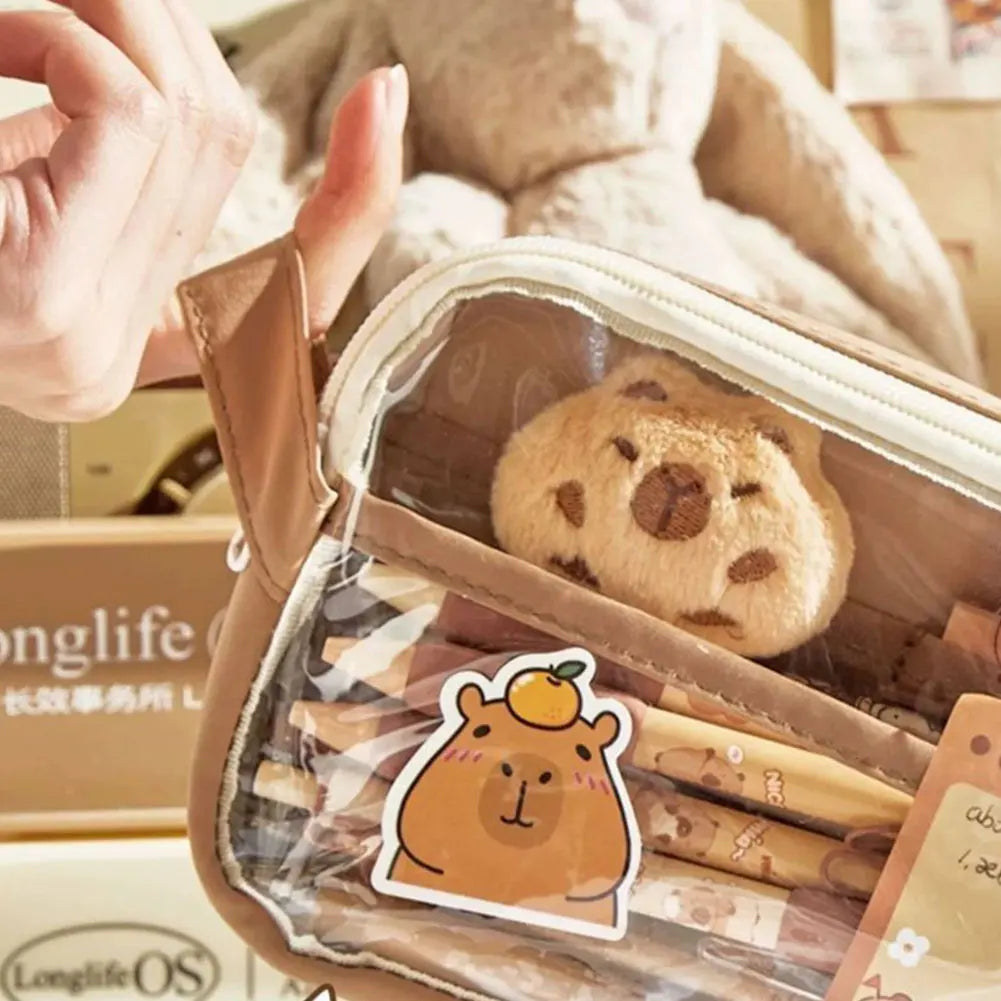Capybara Kawaii Clear Pencil Case