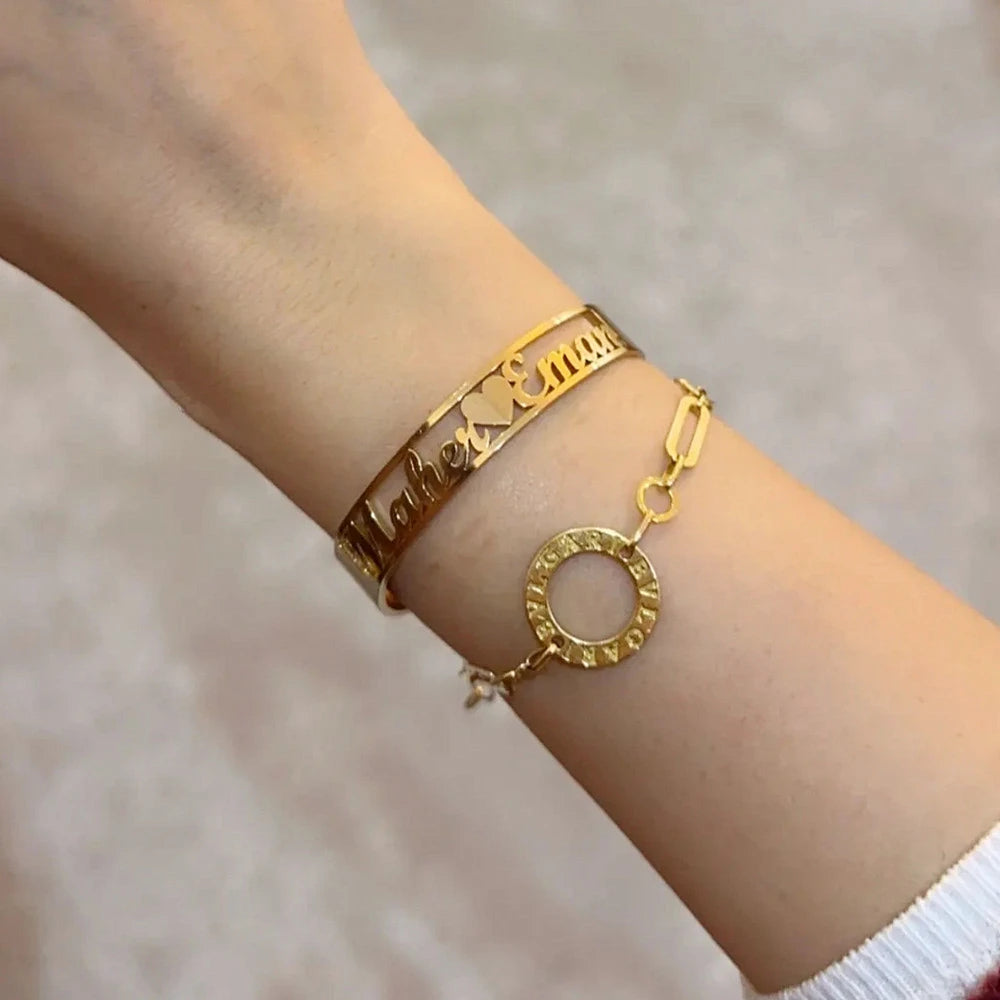 Customized Couple Name Cuff Bracelet