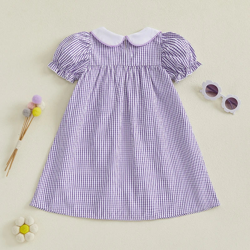 Plaid Lobster Embroidered Toddler Dress