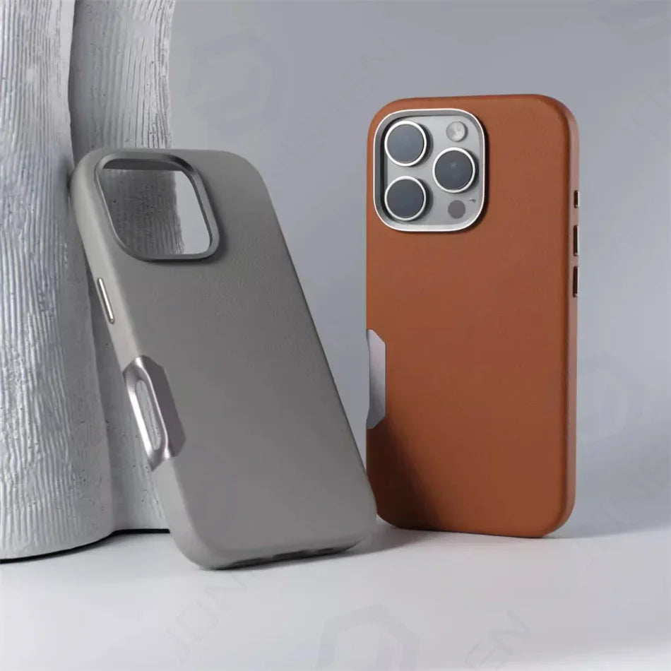 MagSafe Leather Alloy Camera iPhone Case