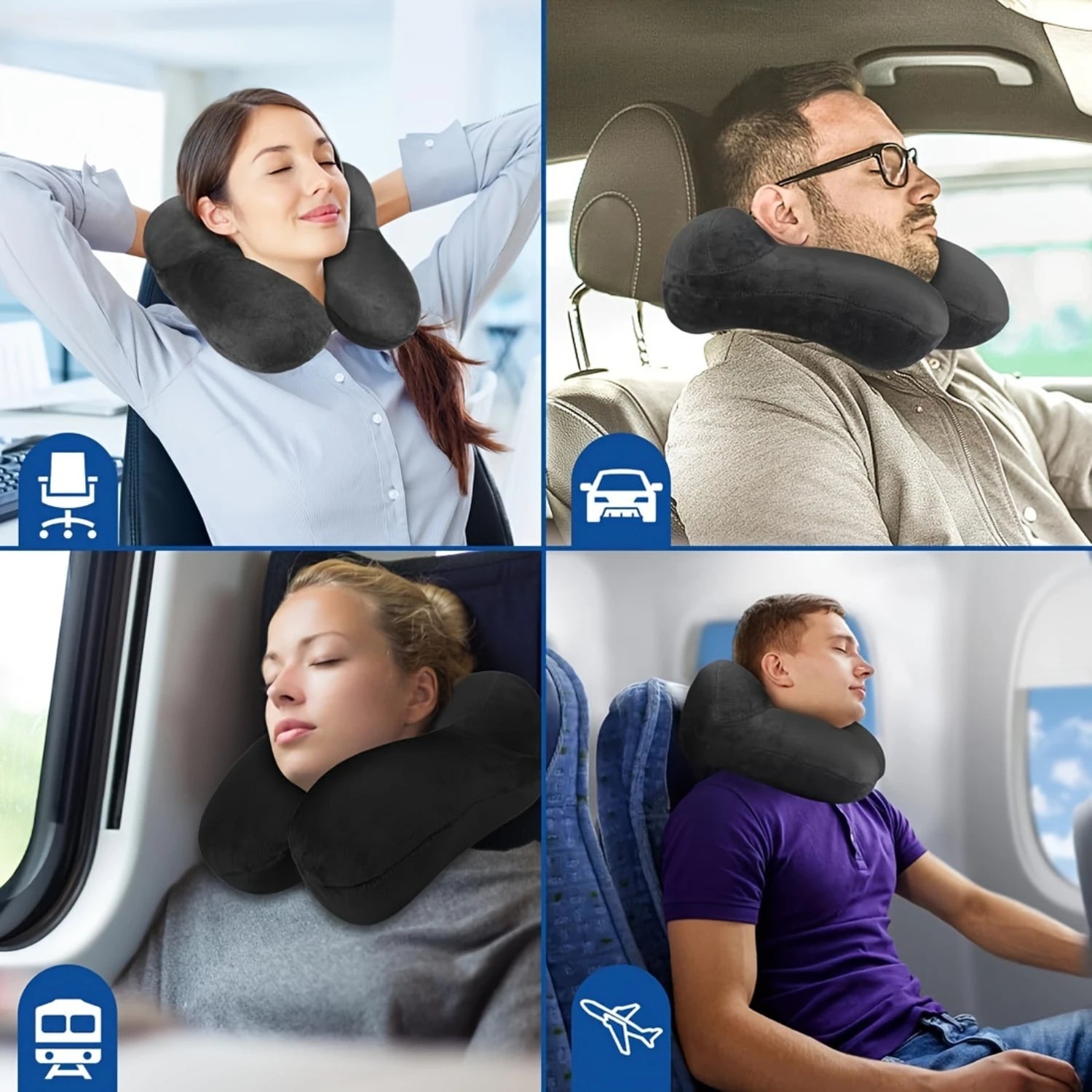 Inflatable Velvet Neck Pillow + Earplugs