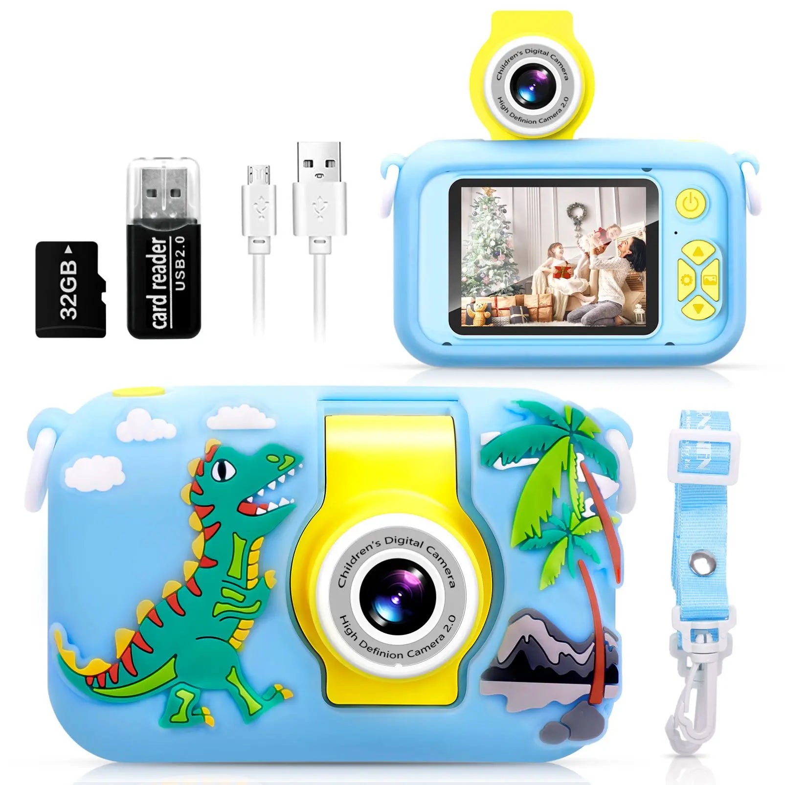Kids Flip Lens Camera – Dino Case + 32GB
