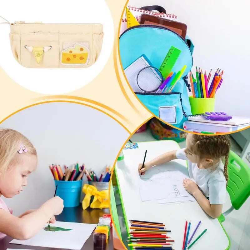 Cheese Pattern Large Pencil Pouch Bag