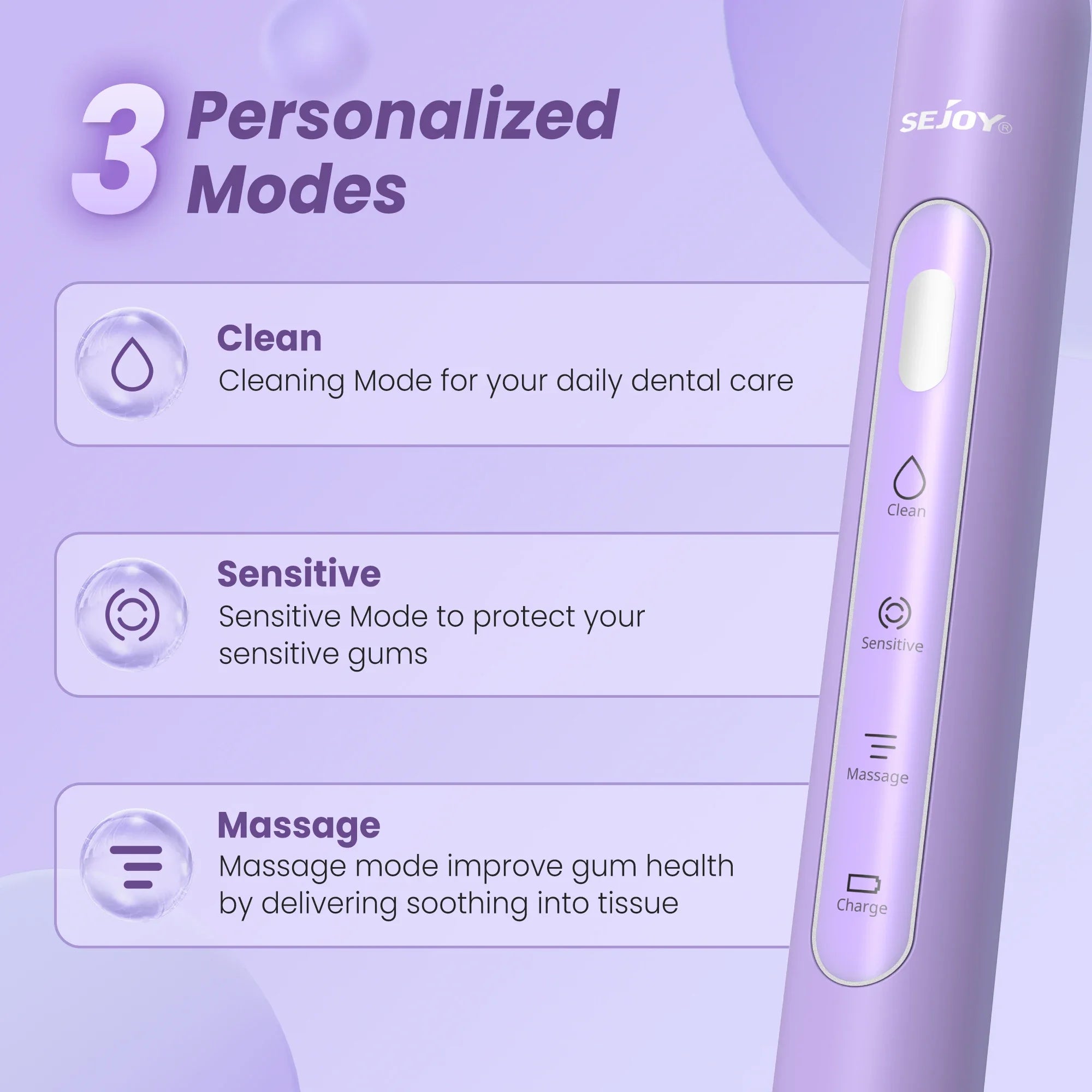 SEJOY Sonic Electric Toothbrush 3 Modes