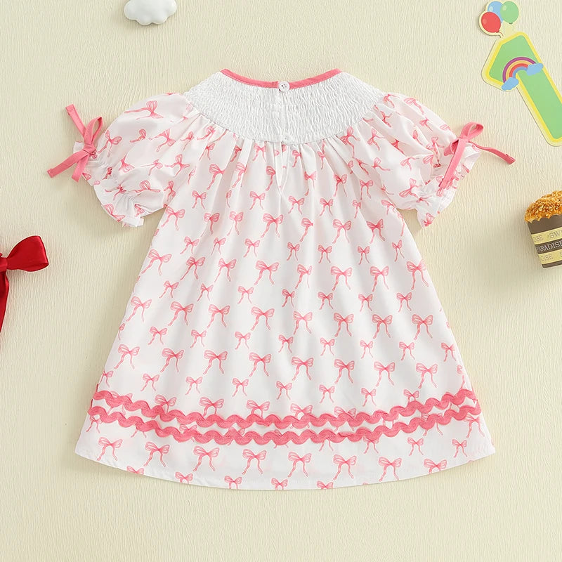 Smocked Puff Sleeve Birthday Dress