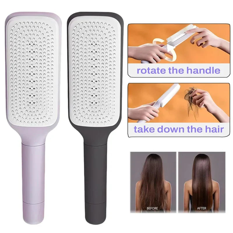 Rotatable Self Cleaning Hair Comb