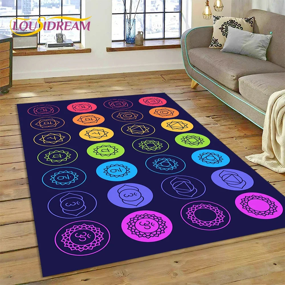 3D Rainbow Chakra Yoga Meditation Rug