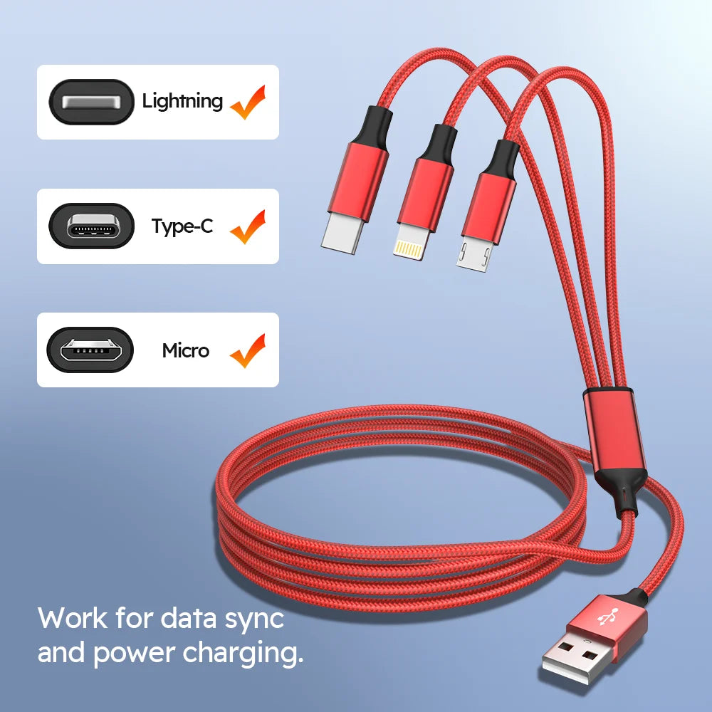 4pcs 3-in-1 USB-C Fast Charging Cable
