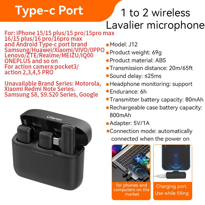 Ulanzi J12 Wireless Lavalier Mic