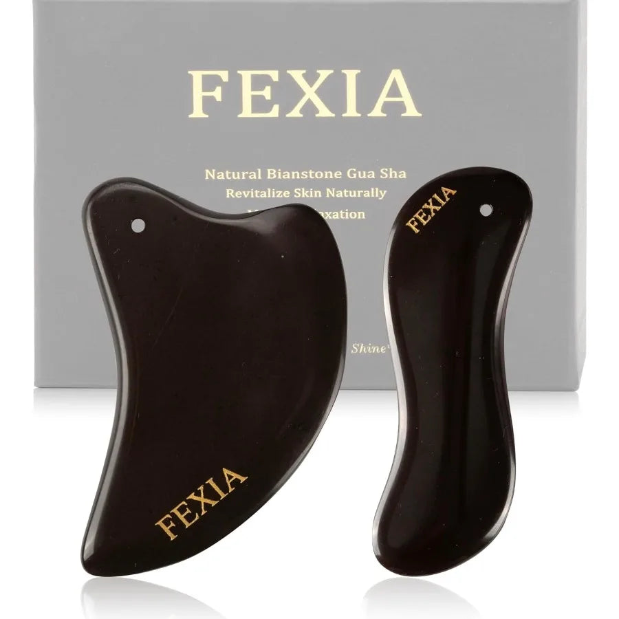 2PCS Yellow Bian Stone Gua Sha Set