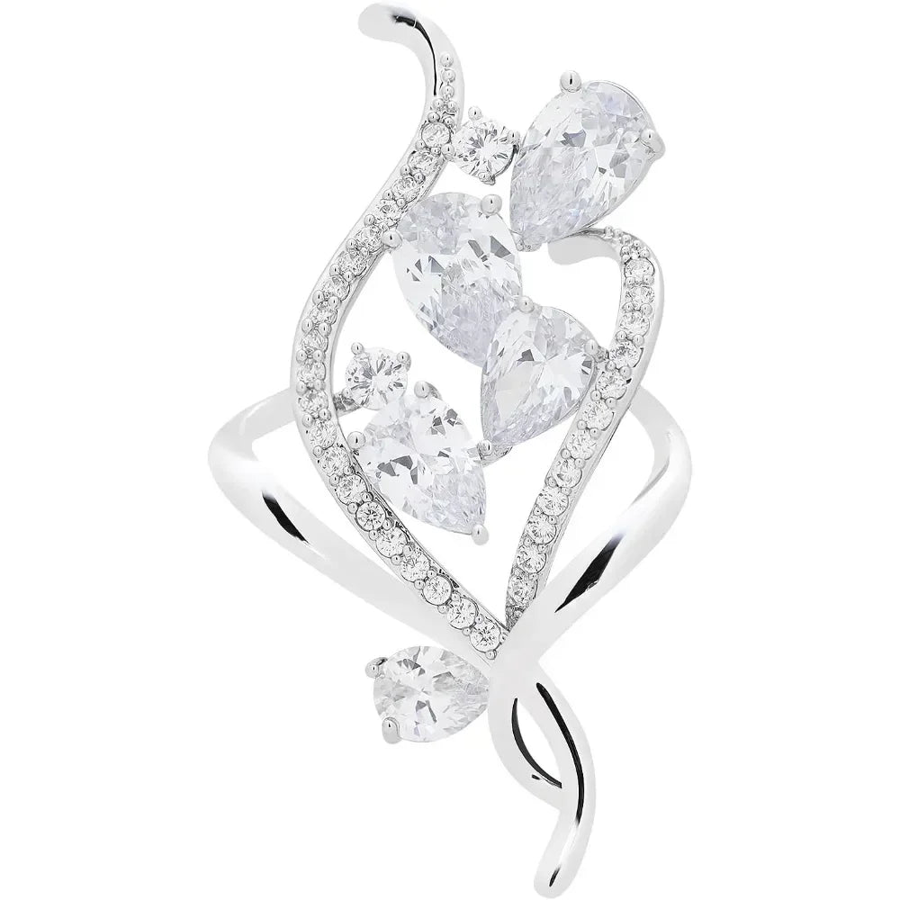 Zirconia Crystal Flower Brooch for Women