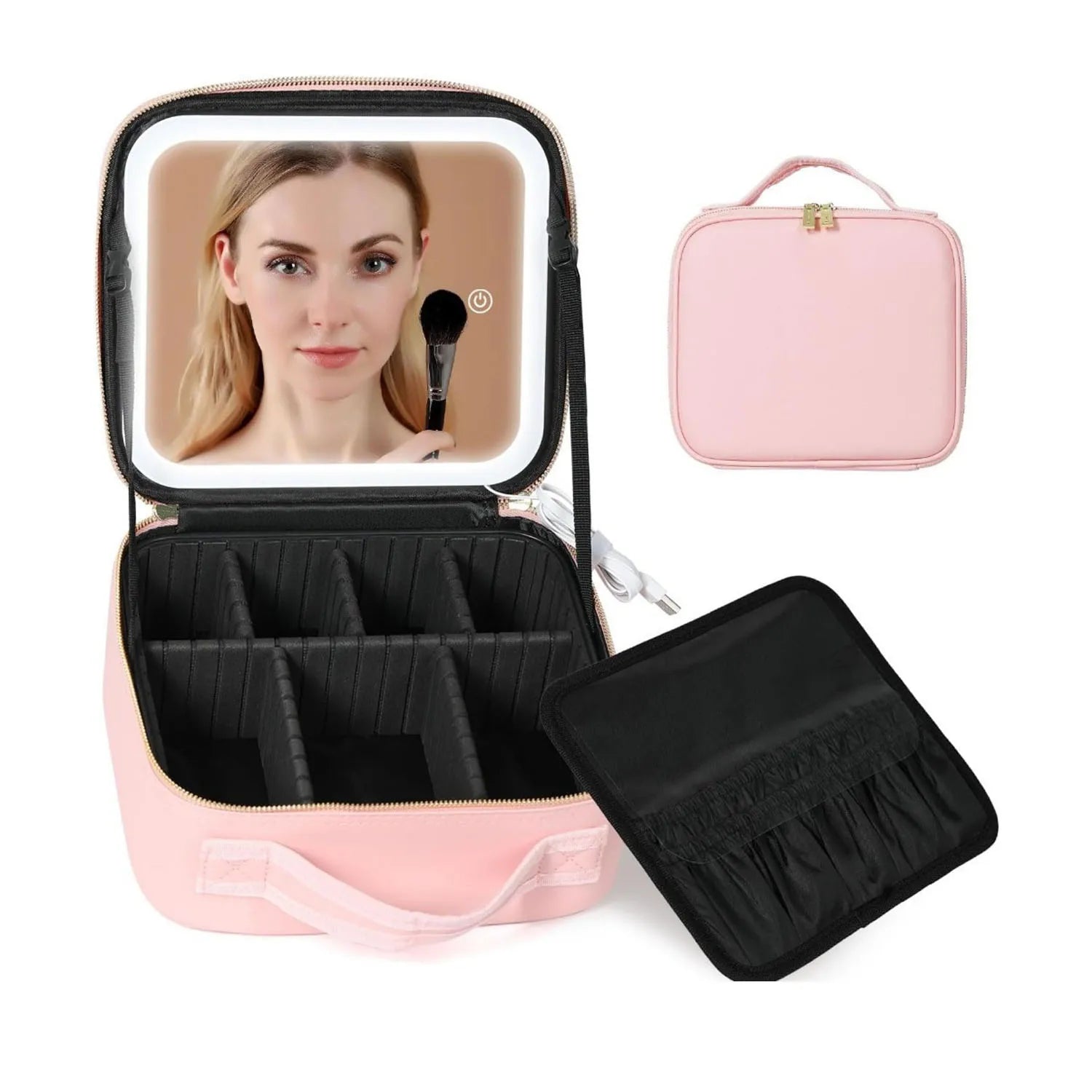 Travel Makeup Bag with LED Mirror