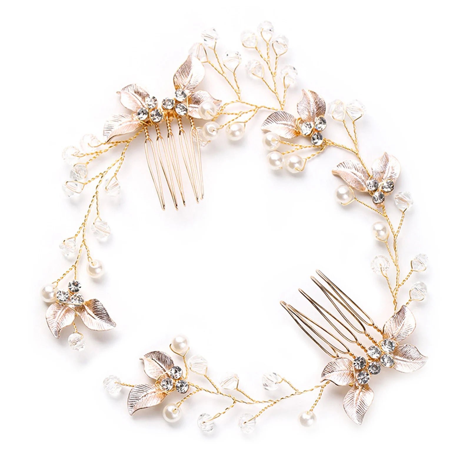 Gold Rhinestone Bridal Hair Comb Clip
