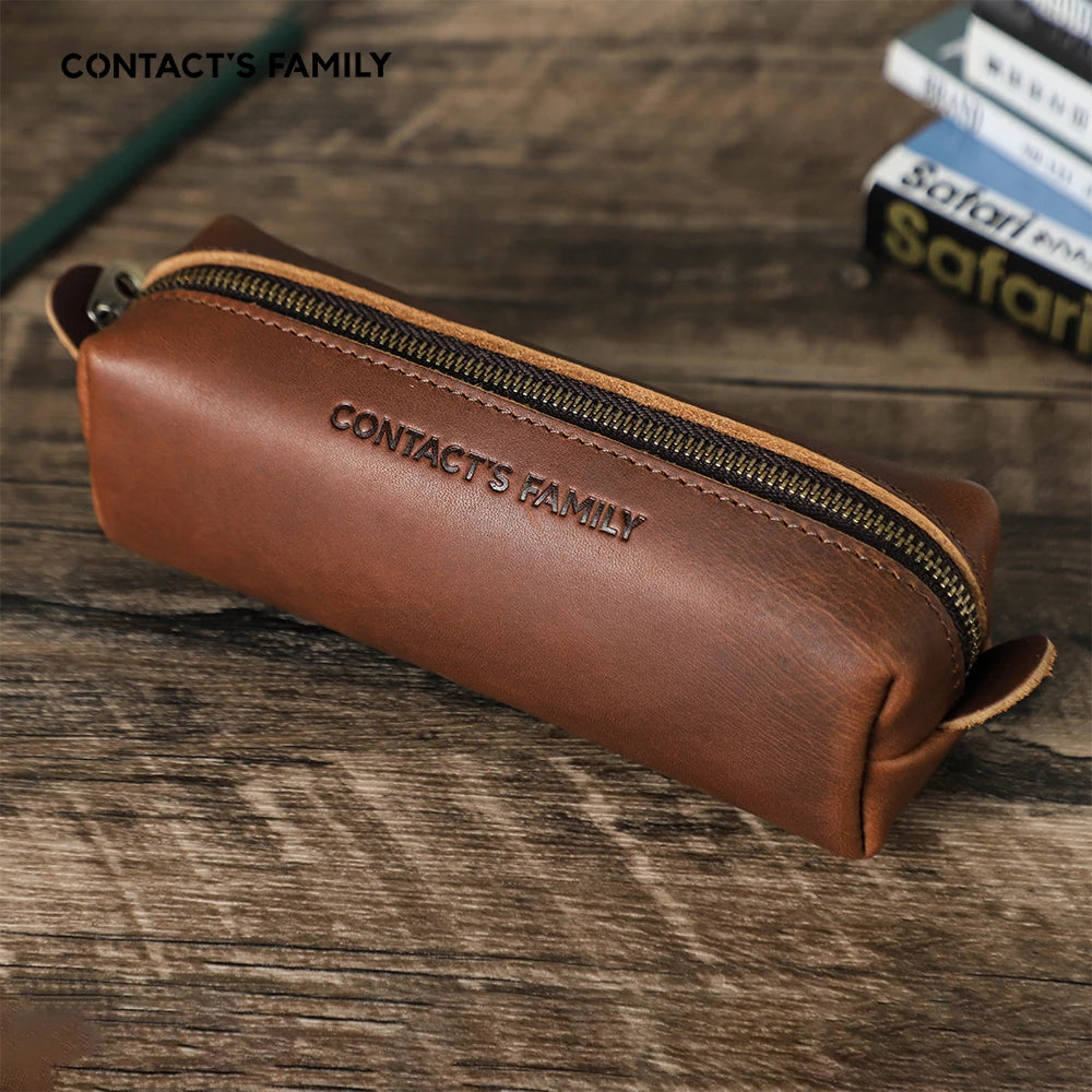 Retro Leather High Capacity Pencil Case