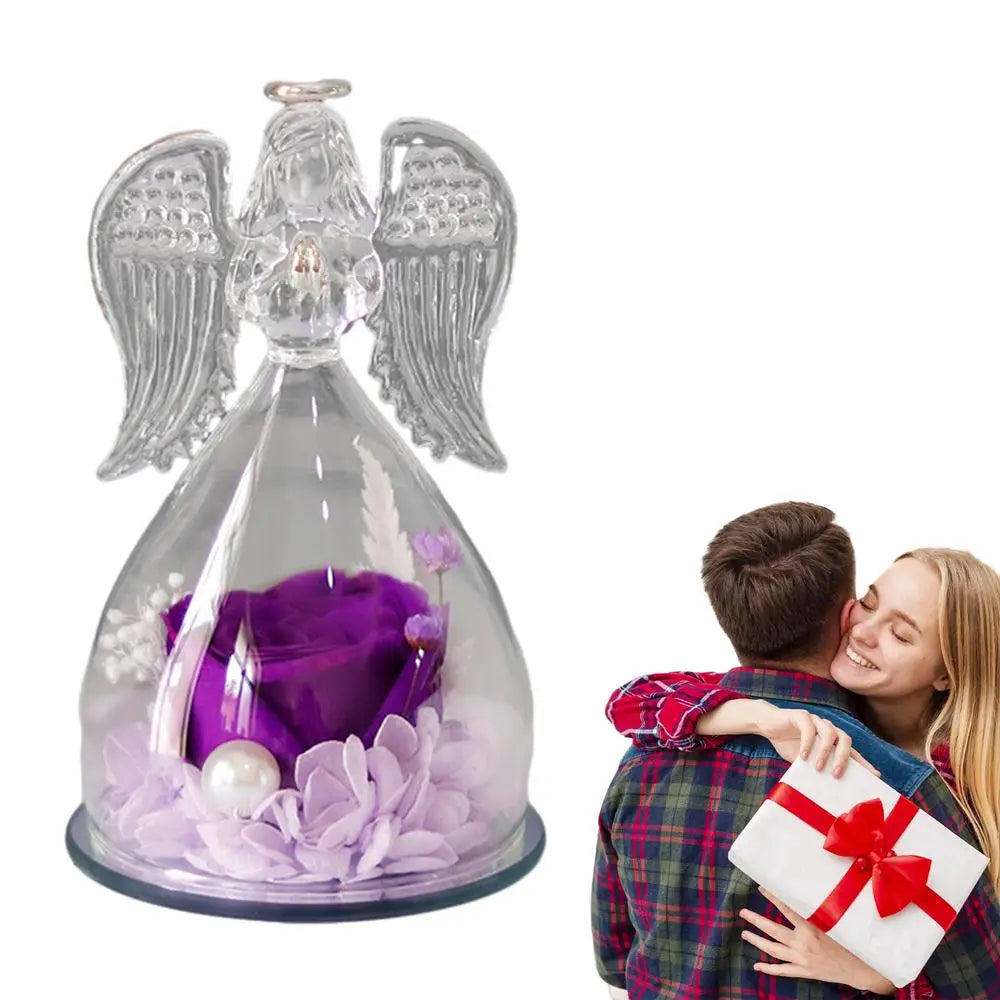Angel Rose Eternal Flower Glass Decor Gift