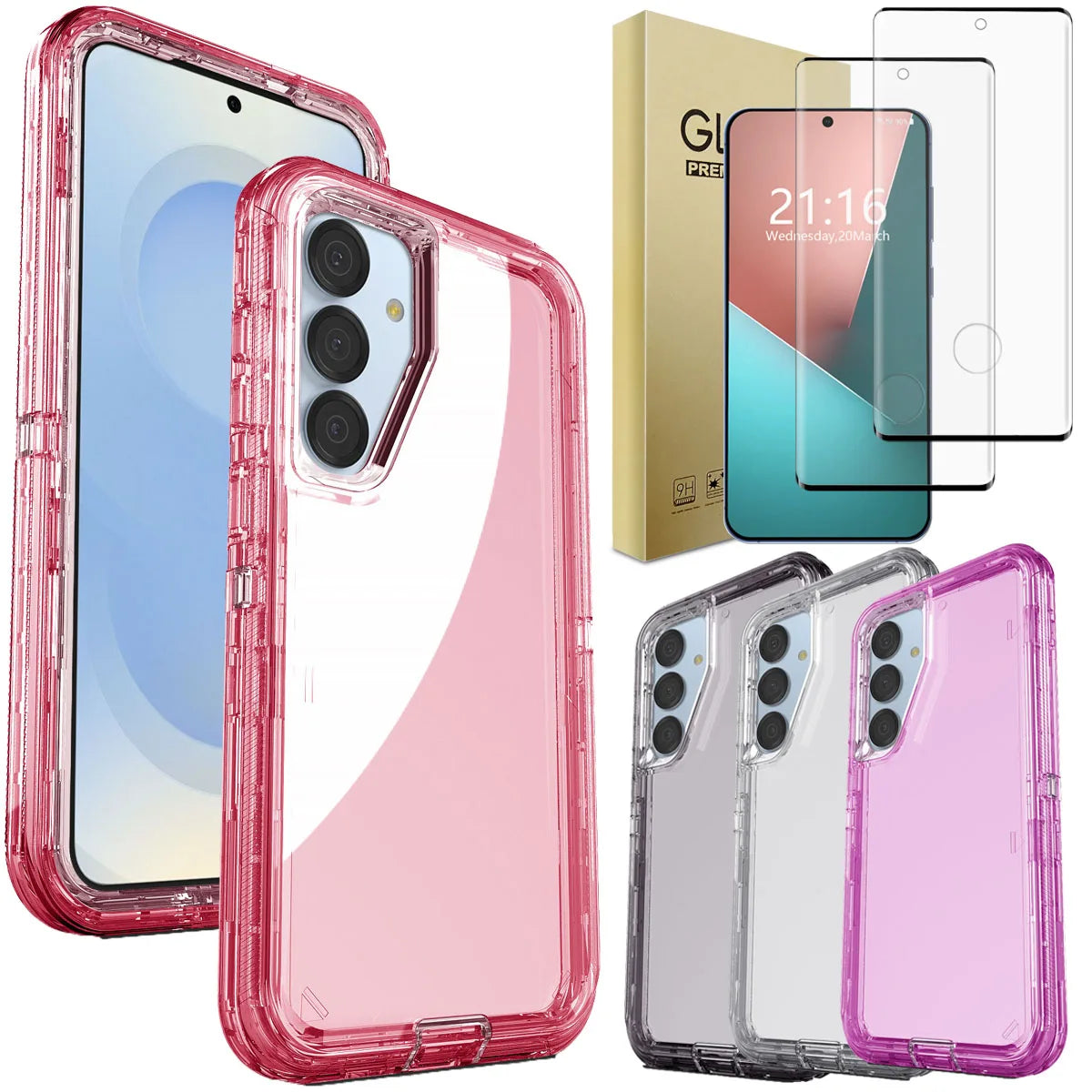 Galaxy S25 Clear Shockproof Case + Glass