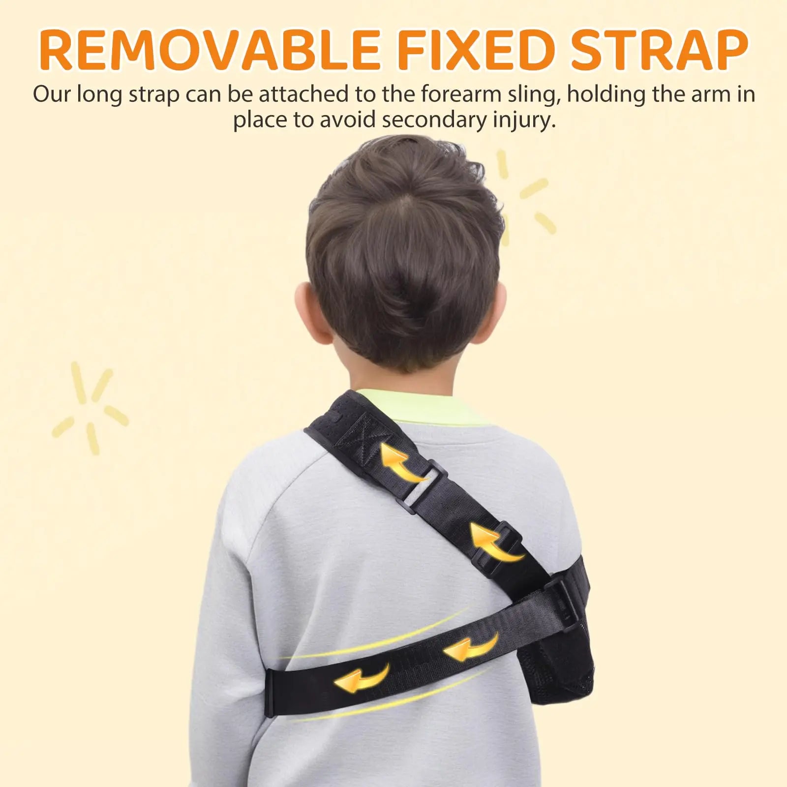 Kids Arm Sling with Support Plate Black S