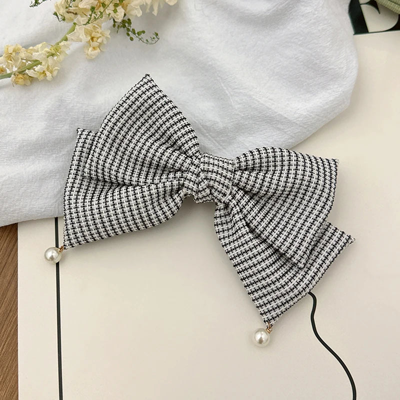 Korean Pearl Bow Silk Mesh Hairbands