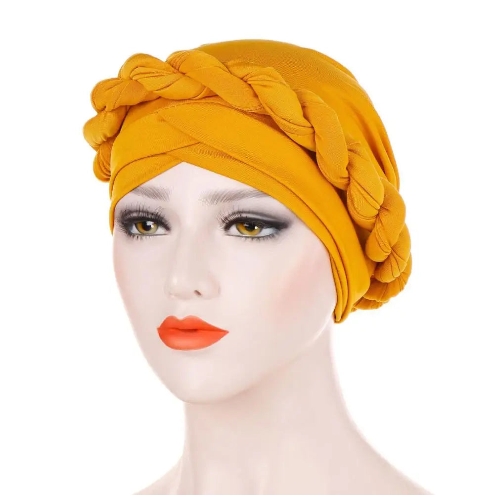 Stretchy Brimless Milk Silk Braid Bonnet