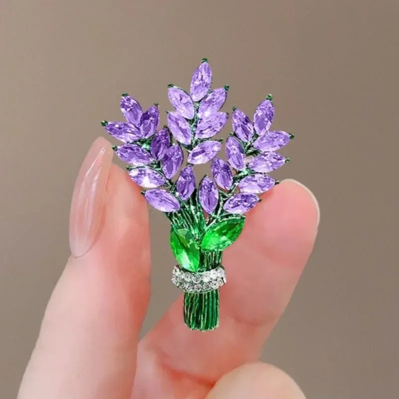 Exquisite Purple Lavender Crystal Brooch