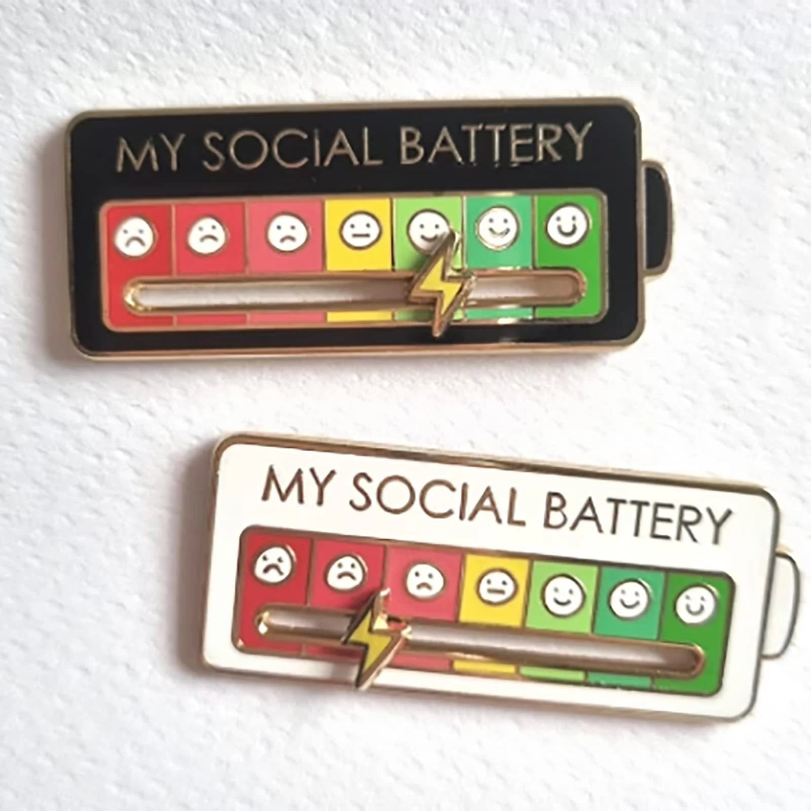 Enamel Mood Battery Brooch Pin Set