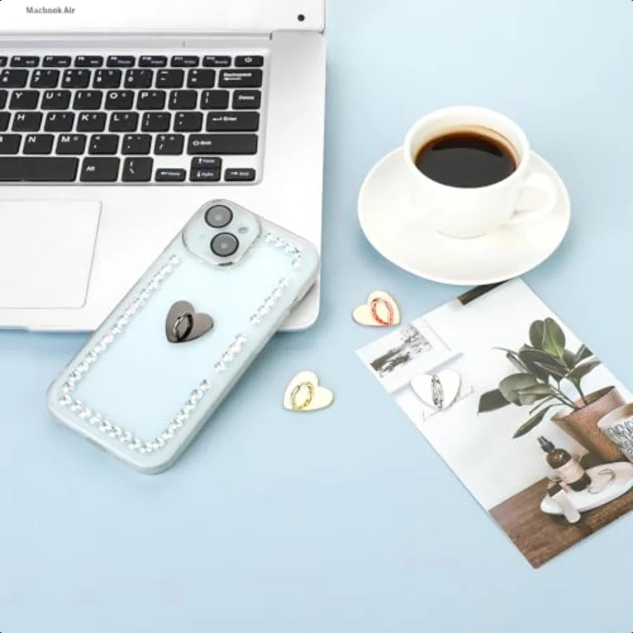 8-Pack Heart Metal Phone Ring Grip Set